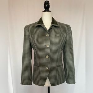 PRICE DROP! Houndstooth VTG Velvet Blazer Moss and Hunter Green Classic Fit